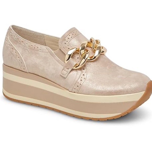 Dolce Vita Jhenee Espadrille Light Gold Nubuck Sneakers; 8.5 EUC w/ Box - Picture 1 of 5